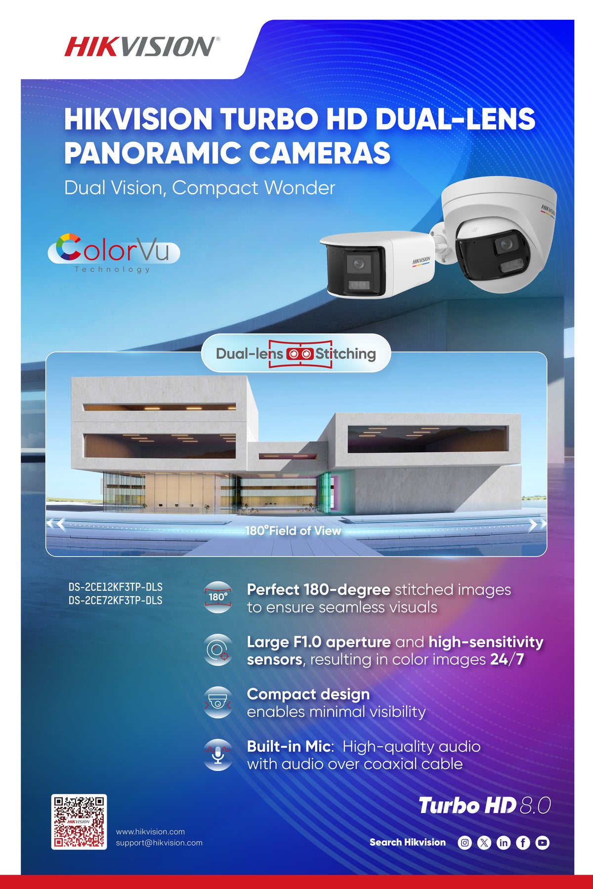 DS-2CE72KF3TP-DLS - 5MP 3K ColorVu Dual-Lens Fixed Turret Analog Camera