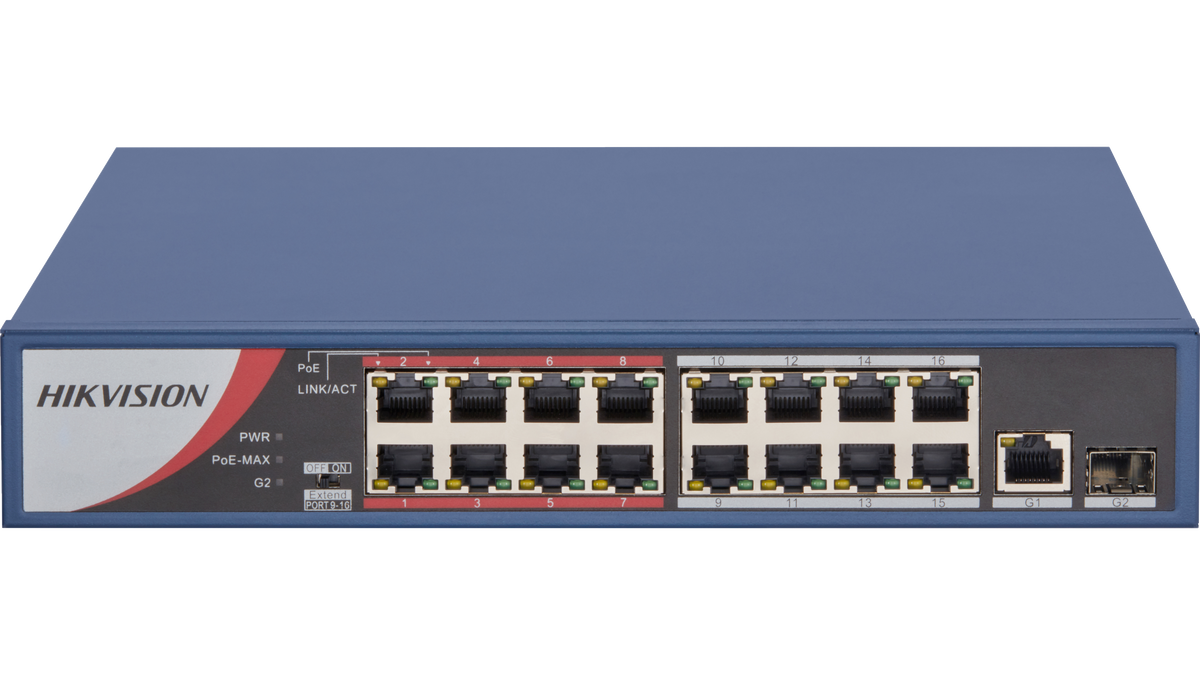 DS-3E0318P-E/M(B) - 16 Port Fast Ethernet Unmanaged POE Switch