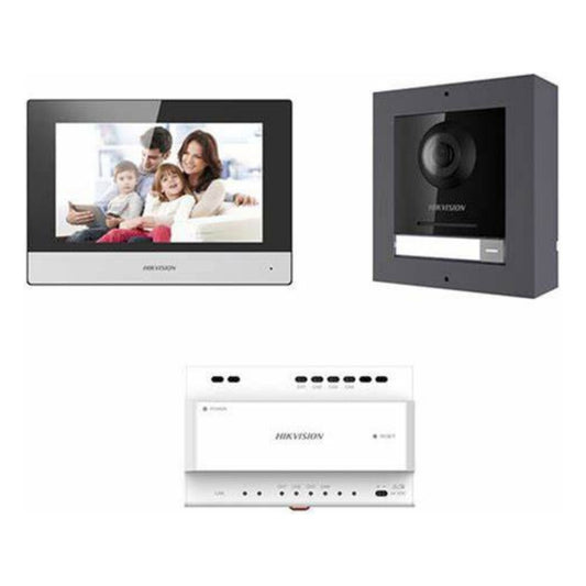 DS-KIS702-P -   Hikvision  2MP HD Two-Wire IP Video Intercom 4-Piece Kit, Includes (1) DS-KD8003-IME2, (1) DS-KH6320-WTE2, (1) DS-KAD704, (1) DS-KD-ACW1