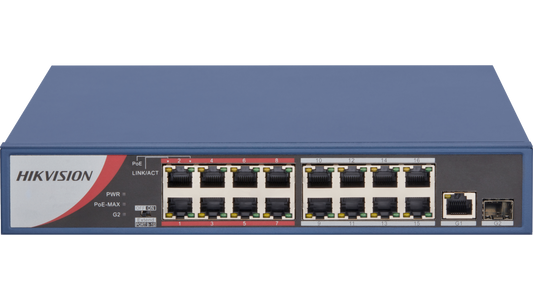 DS-3E0318P-E/M(B) - 16 Port Fast Ethernet Unmanaged POE Switch