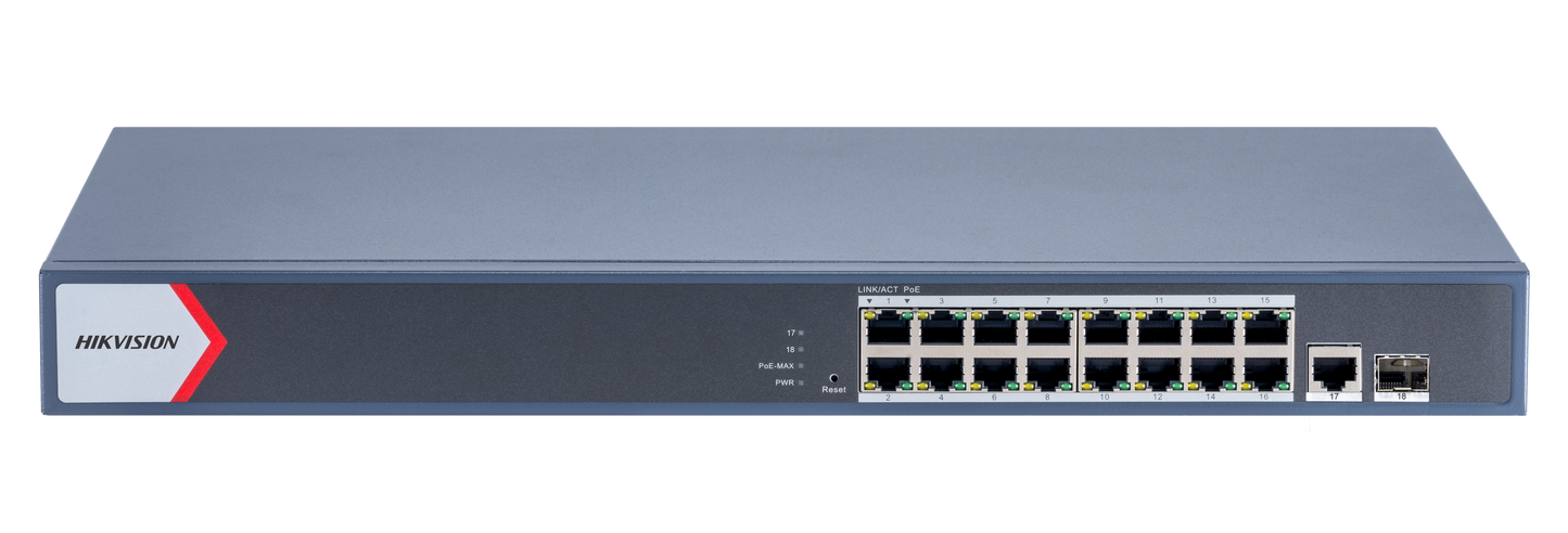 DS-3E1518P-EI - 16 Port Gigabit Smart POE Switch