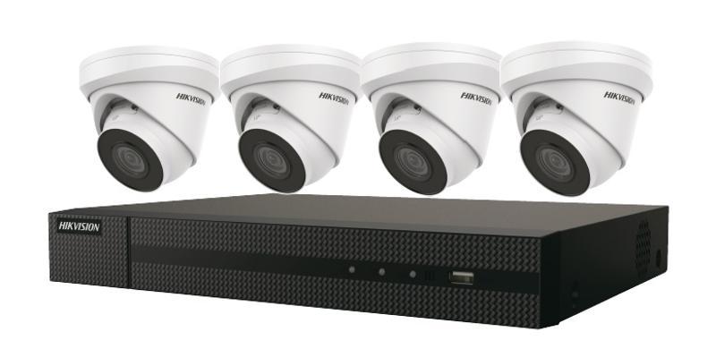 EKI-K41T44 - Kit Hikvision Value Express 5 pièces, (1) NVR ERI-K104-P4 à 4 ports PoE, (4) caméras ECI-T44F2 4MP, objectif 2,8 mm